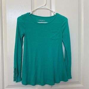 teal long sleeve top